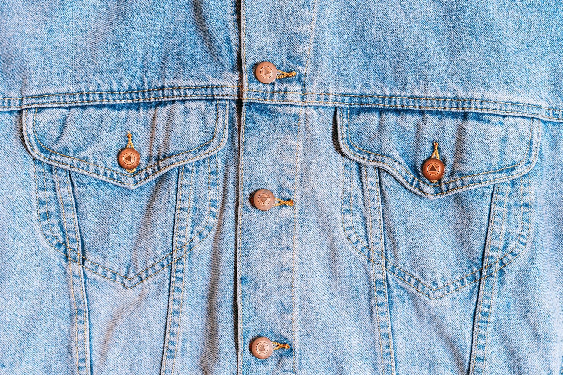 blue denim jacket in close up view